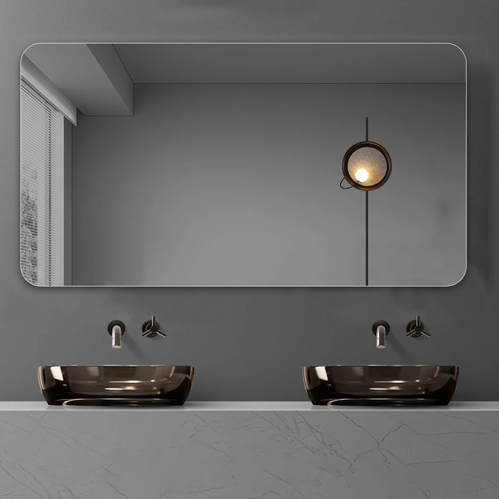 60x100cm Badezimmerspiegel, Wandmontierter HD-Silberglas Schminkspiegel, Moderner Bruchsicherer Rechteckiger Wandspiegel für Waschbecken, Schlafzimmer & Wohnzimmer