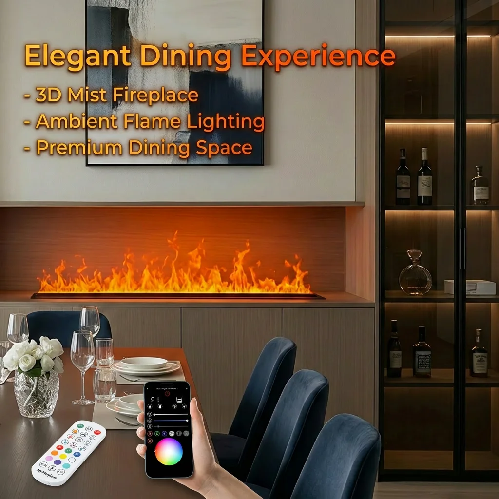 Smarter LED-Dampfkamin mit Flammeneffekt, Holzknistergeräusch, 3D-Wasserdampf, Elektrischer Kamin mit Zerstäubungseffekt