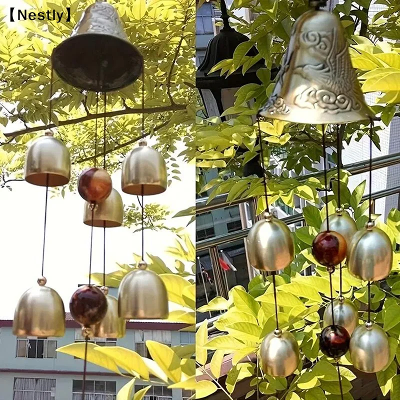 6 Copper Bells Outdoor Metal Wind Chimes - Decorative Hanging Ornament For Yard & Garden, Ideal For Home Outdoor Decorati〔Nest〕