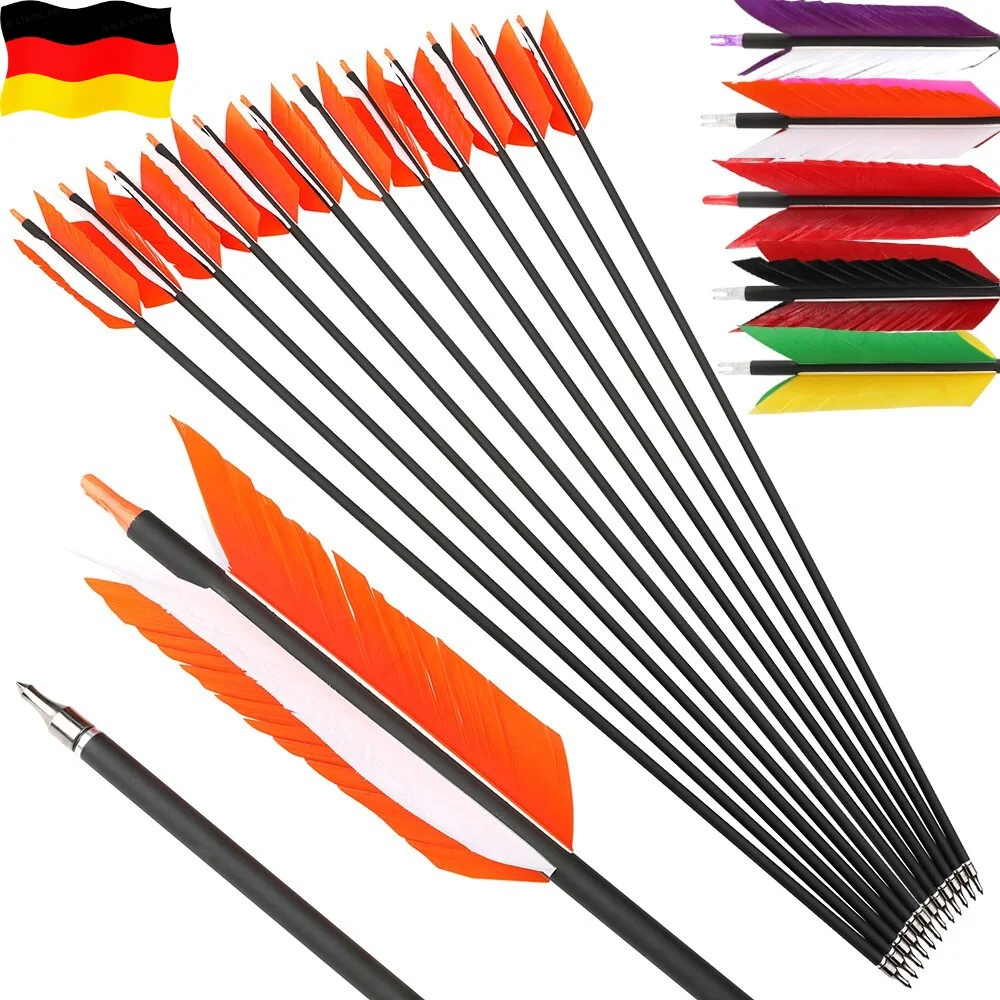 30-Zoll-Mix-Carbonpfeile, Spine 500, OD 7,8 mm, Pfeilnocke mit 4-Zoll-Truthahnfeder für Bogenschießen, Jagd und Schießzubehör Image