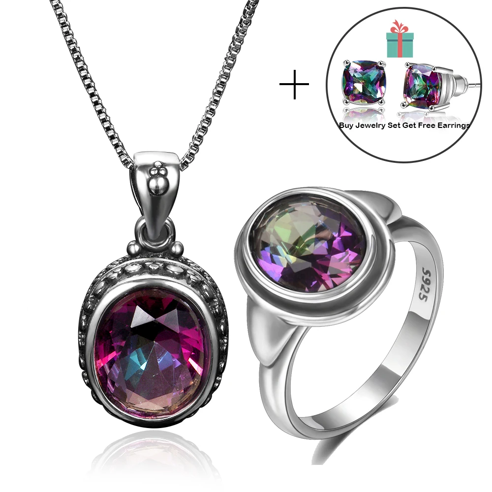 Top Marke Romantische Original S925 Silber Topas Anhänger Ring Schmuck Sets Für Frauen Edelstein Hochzeit Schmuck Set Mit Geschenk Image
