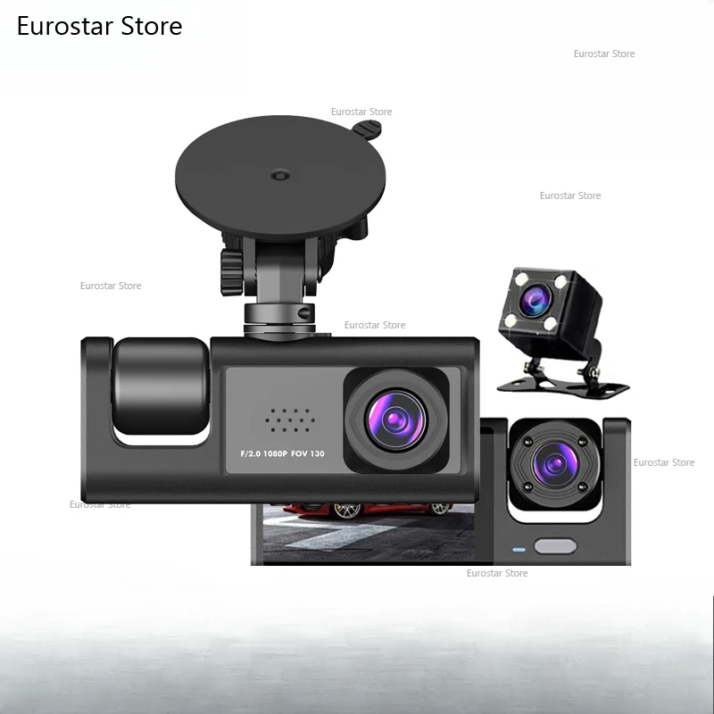 Caméra embarquée 3 canaux HD 1080P, 3 objectifs, intérieur véhicule, enregistreur vidéo DVR, caméra trois voies, enregistreur vidéo, dashcam, caméscope