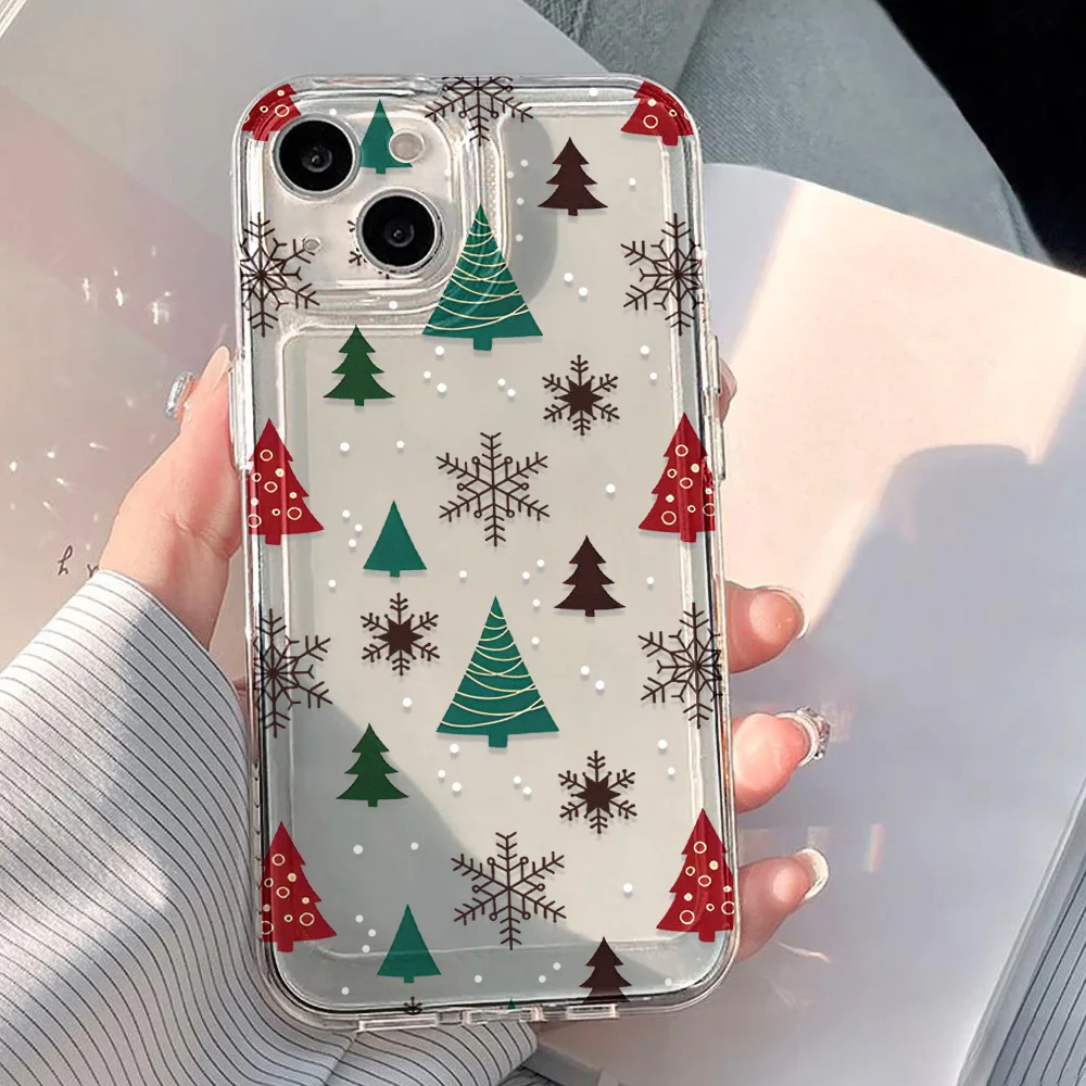 Transparente Weihnachtshandyhülle für iPhone 17 Pro Max 16 13 11 15 14 Plus 12 Air 16E 17Promax Weiche TPU stoßfeste Funda-Abdeckung Image