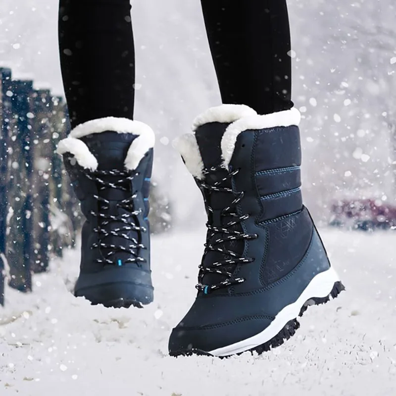 Frauen Stiefel Wasserdichte Heels Stiefel Für Winter 2023 Tren Plattform Stiefeletten Warm Halten Schnee Schuhe Plüsch Outdoor Kurze Stiefel