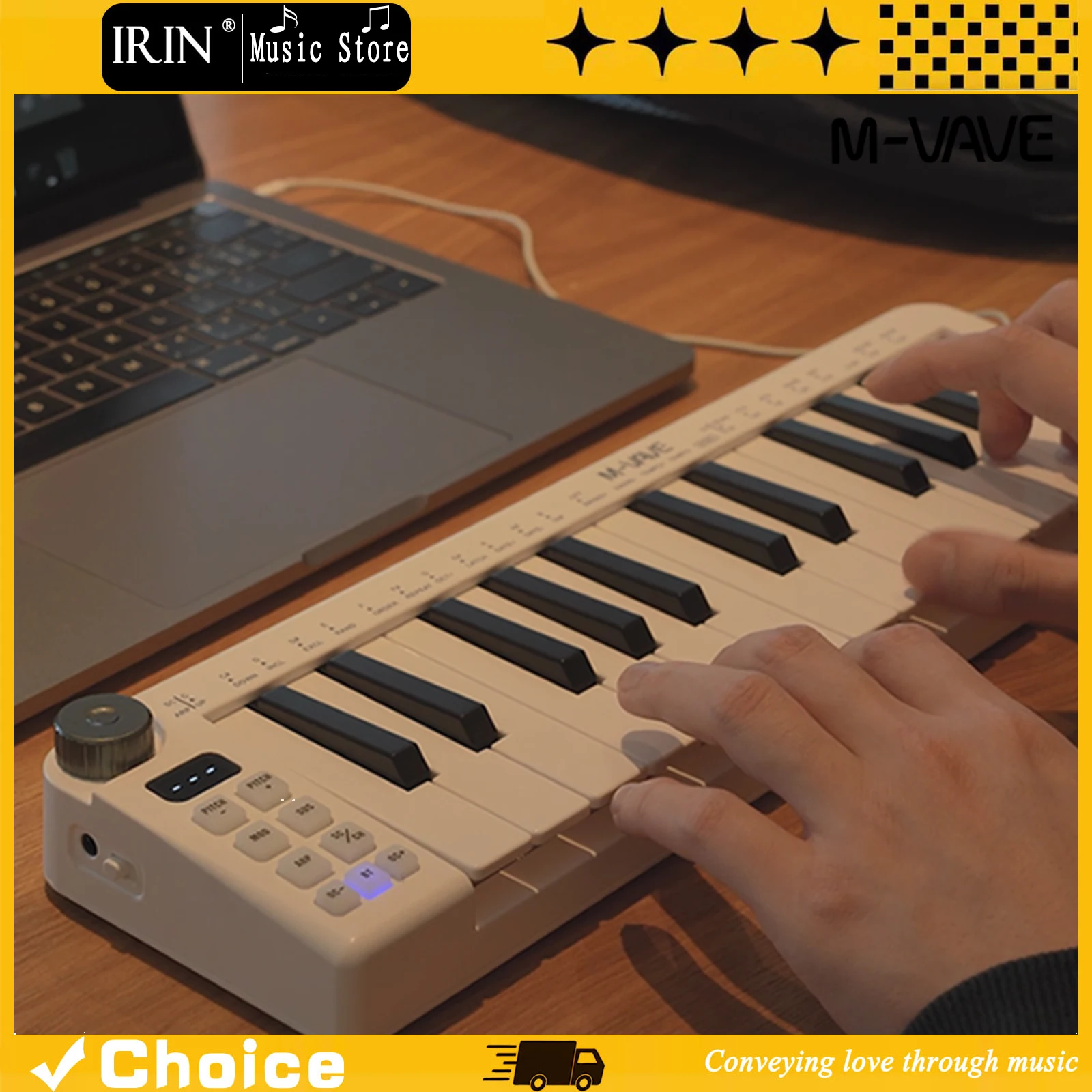 M-VAVE SMK-25 MINI MIDI-Keyboard, wiederaufladbar, 25-Tasten-MIDI-Steuerung, tragbares Keyboard-Controller-Instrument Image
