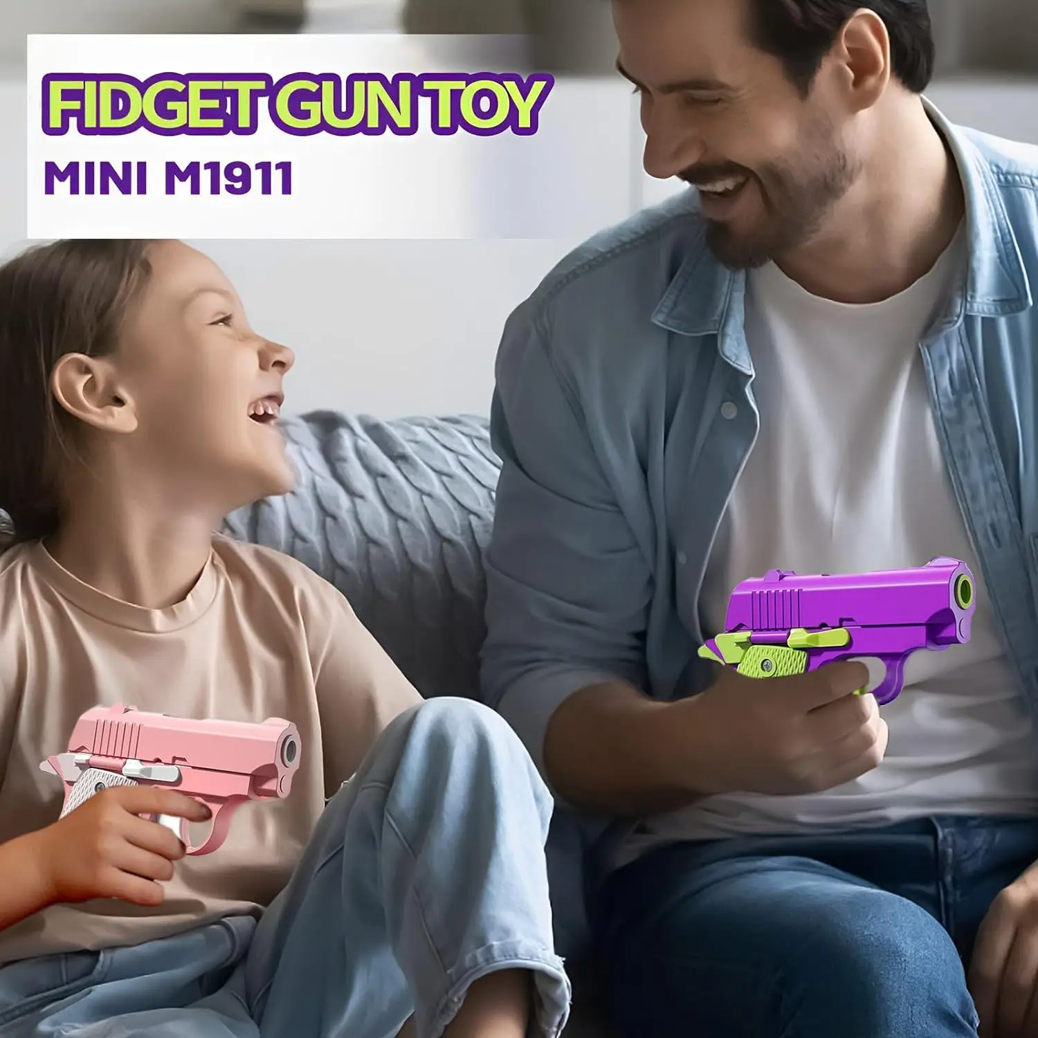 Neu eingetroffen: Stressabbau-Spielzeug, Mini-1911-Pistole aus ABS-Kunststoff, 3D-gedruckt, Schwerkraft-Fidget-Pistole, Geschenk, Werbegeschenk für Jungen und Kinder Image