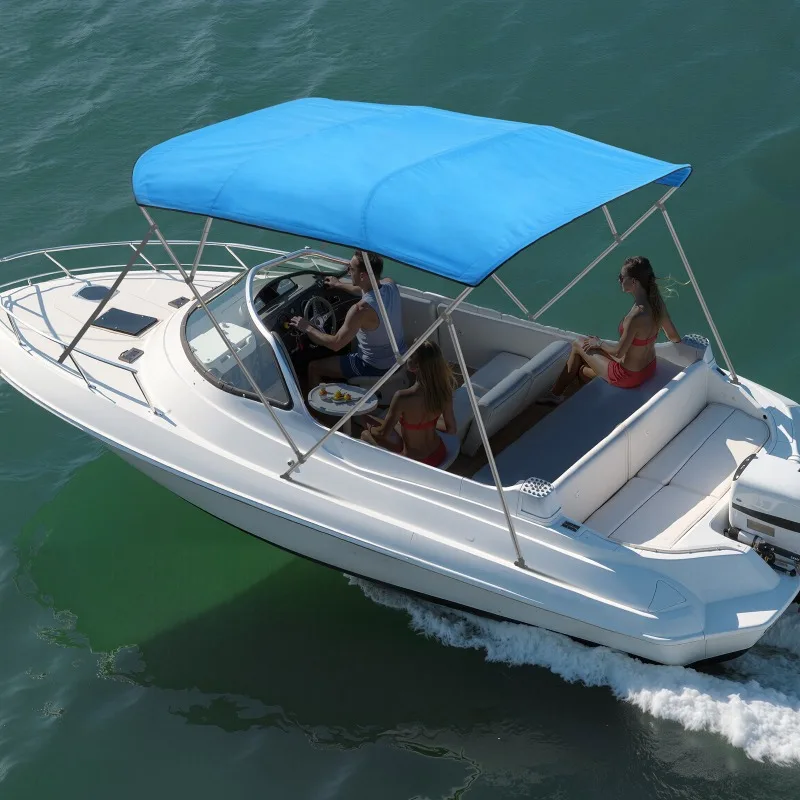 Bimini für Boote mit 4 Trägern, 244 cm, wasserdichtes Sonnensegel mit 600D Polyester-Gewebe, Sonnenschutz, Aufbewahrungstasche Image