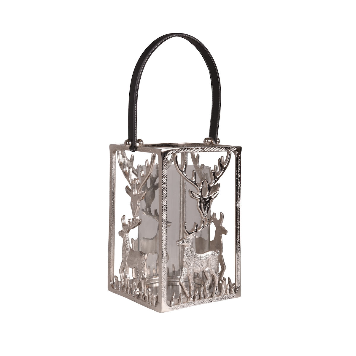 DELUKE Laterne EMIL Aluminium Silber 31x23,5x20cm Gartenleuchte Tischlampe Hängelampe Image