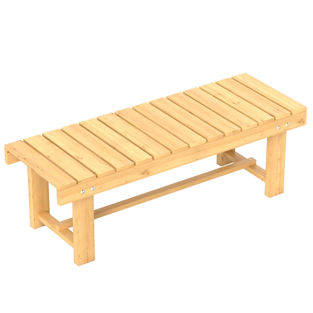 OKWISH Gartenbank 2-Sitzer Holz Natur, 110x38x35 cm, wasserfest lackiert, bis 250 kg, für Balkon, Garten und Terrasse Image