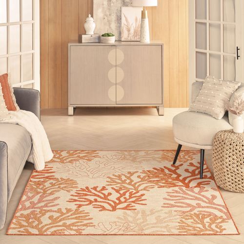 Coral Shore Rectangle Rug 4' x 6', 4' x 6', Orange