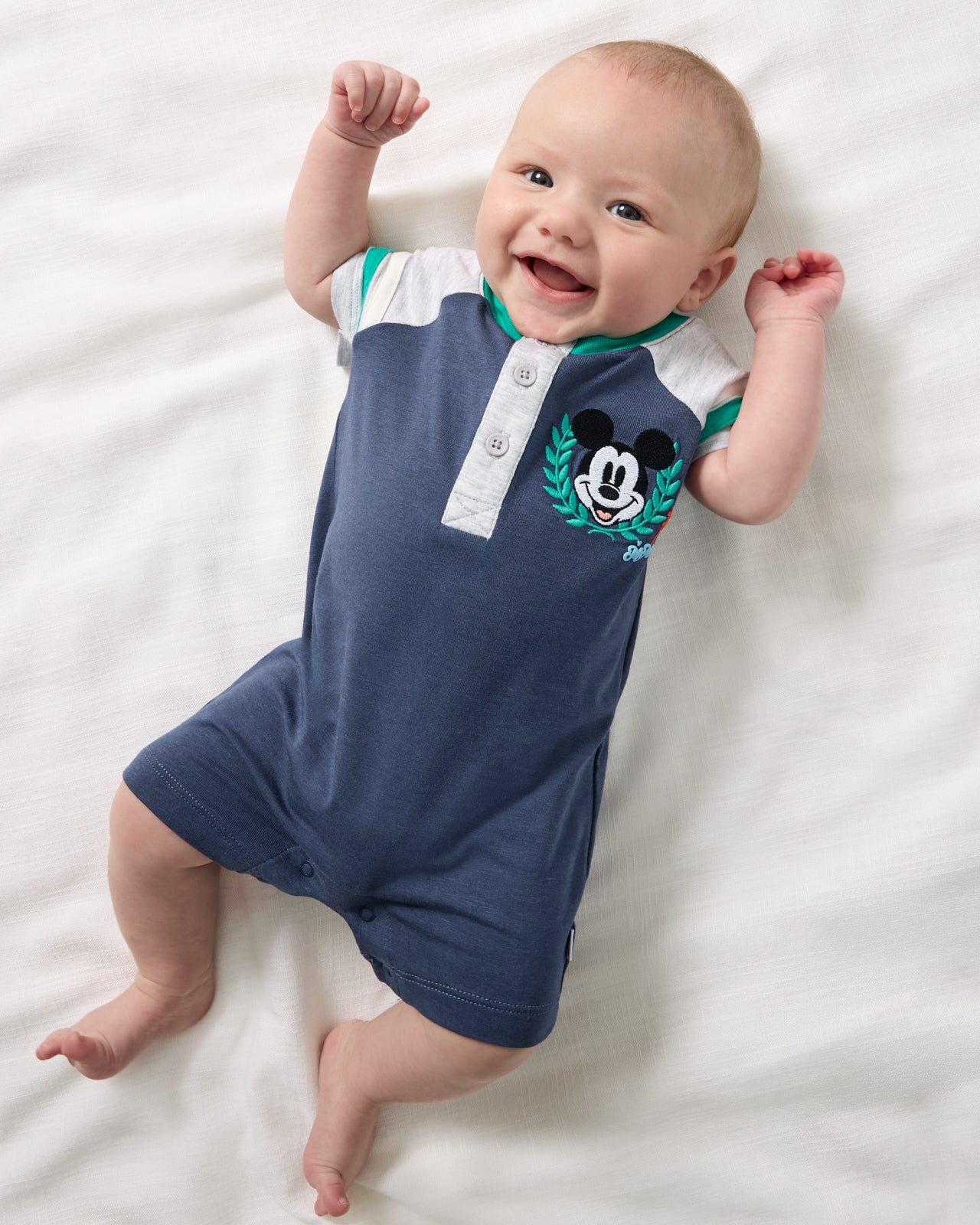 Disney Mickey Mouse Sports Club Henley Bamboo Baby Romper - Short-Sleeves & Shorts - 0-3 months
