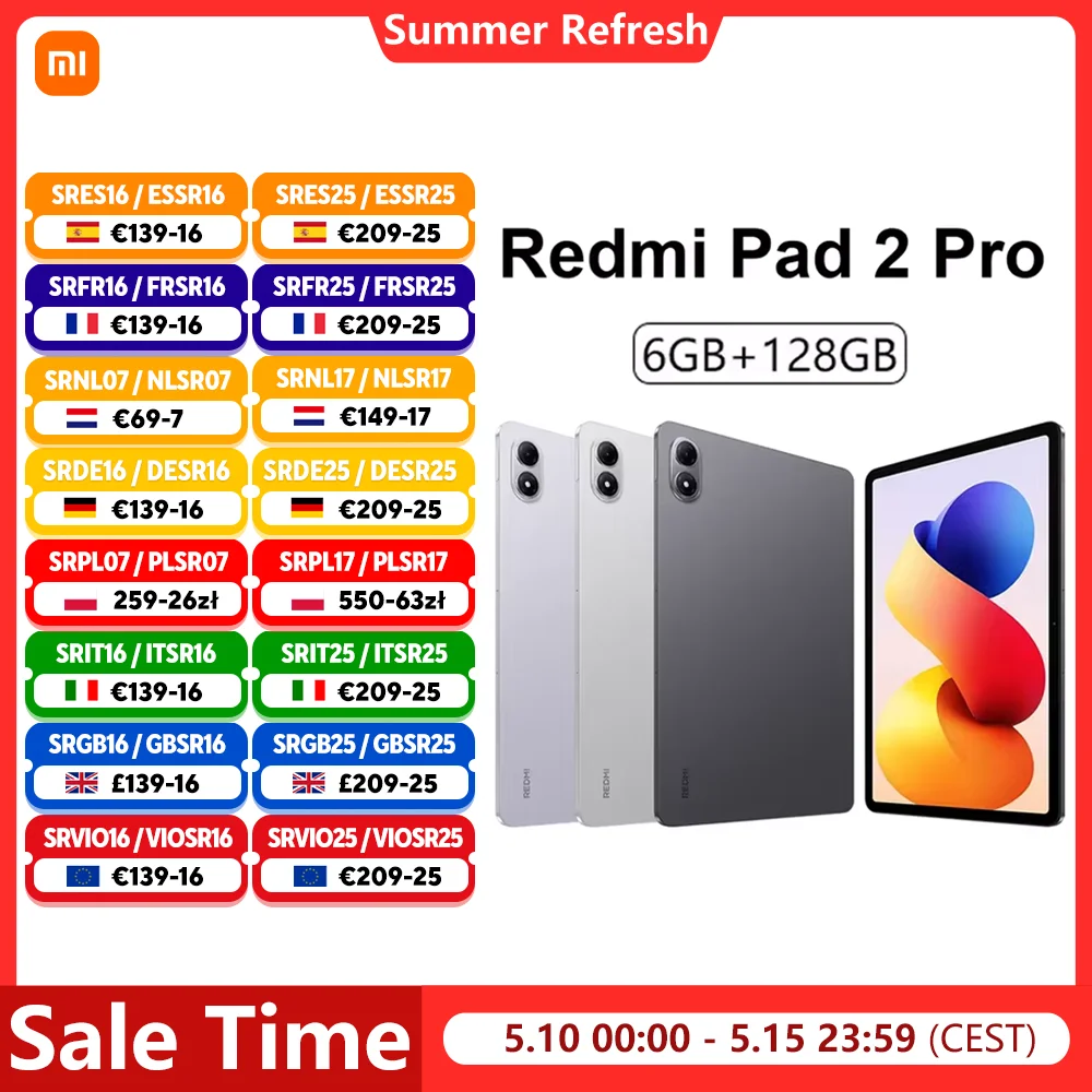 Xiaomi Redmi Pad 2 Pro 6GB 128GB Snapdragon ® 7s Gen 4 12,1 Zoll 2,5K 120Hz Bildwiederholrate 12000mAh Akku 8MP Kamera Ohne Ladegerät Image