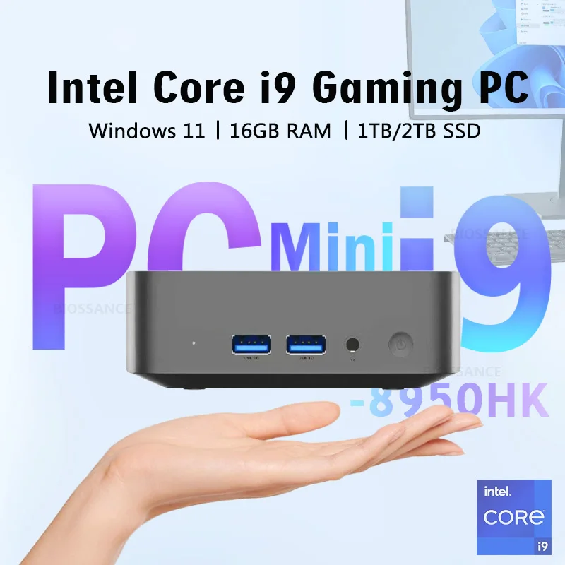 Tragbarer Mini-PC Gamer Intel Core i9-8950HK Windows 11 16GB RAM 1TB 2TB SSD WIFI6 BT5.2 Mini-Desktop-Computer Büro Studium 4K Image