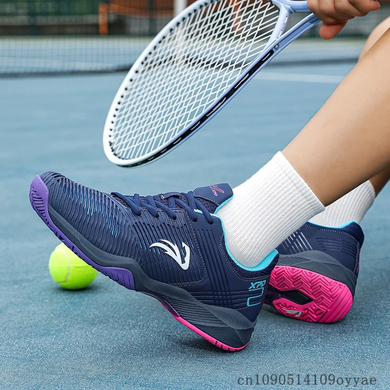 Professionelle Tennisschuhe für Herren und Damen in Schwarz und Blau, Gymnastik- und Badmintonschuhe, Rutschfeste Hallenschuhe für Paare, Marken-Tischtennisschuhe Image