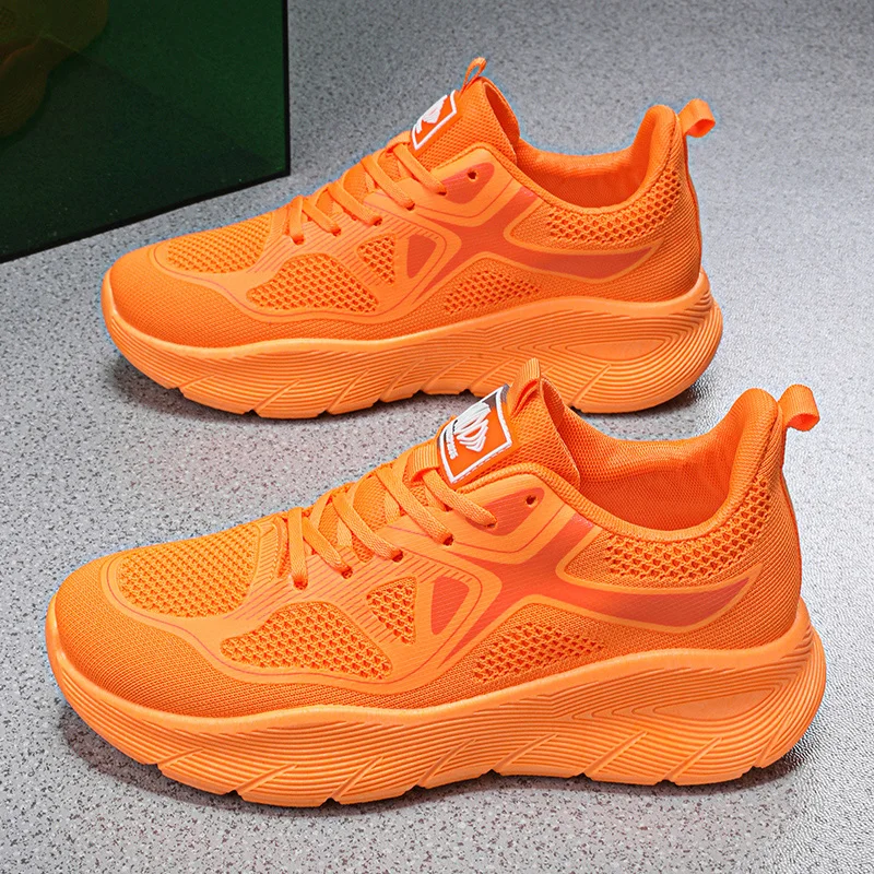 Mode Plattform männer Laufschuhe Trendy Casual Stricken Atmungsaktive Orange Turnschuhe Männer Outdoor Sport Nicht-slip Jogging Schuhe mann