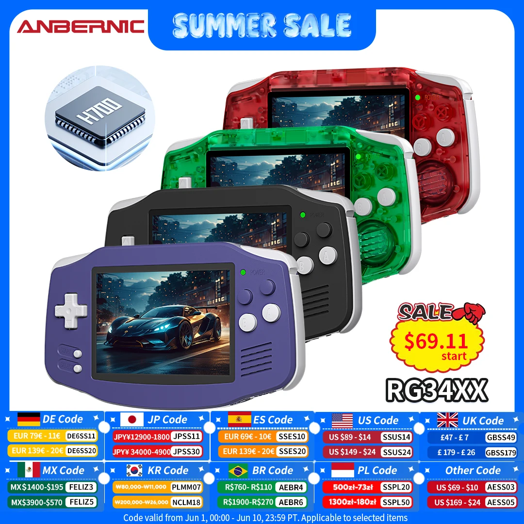 Anbernic RG34XX Retro-Handheld-Spielkonsole mit 3,4-Zoll-IPS-Bildschirm, 32 GB, Linux 64-Bit-System, Unterstützung für 5G-WLAN, Bluetooth und HD-TV-Ausgang Image