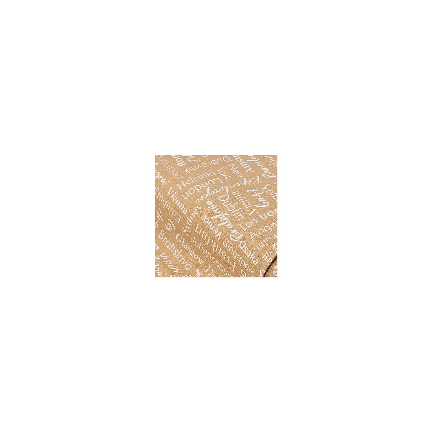 Tissu coton "noms de ville", caramel/blanc de la série Mona