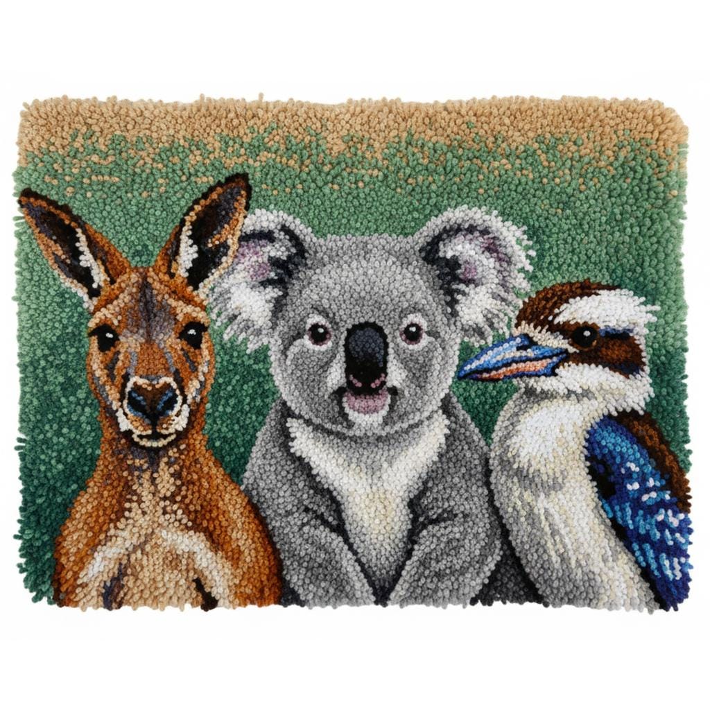 Australische Wildtier Knüpfhaken Kits DIY Teppich Kit Vorbedruckte Leinwand 75 x 55 cm
