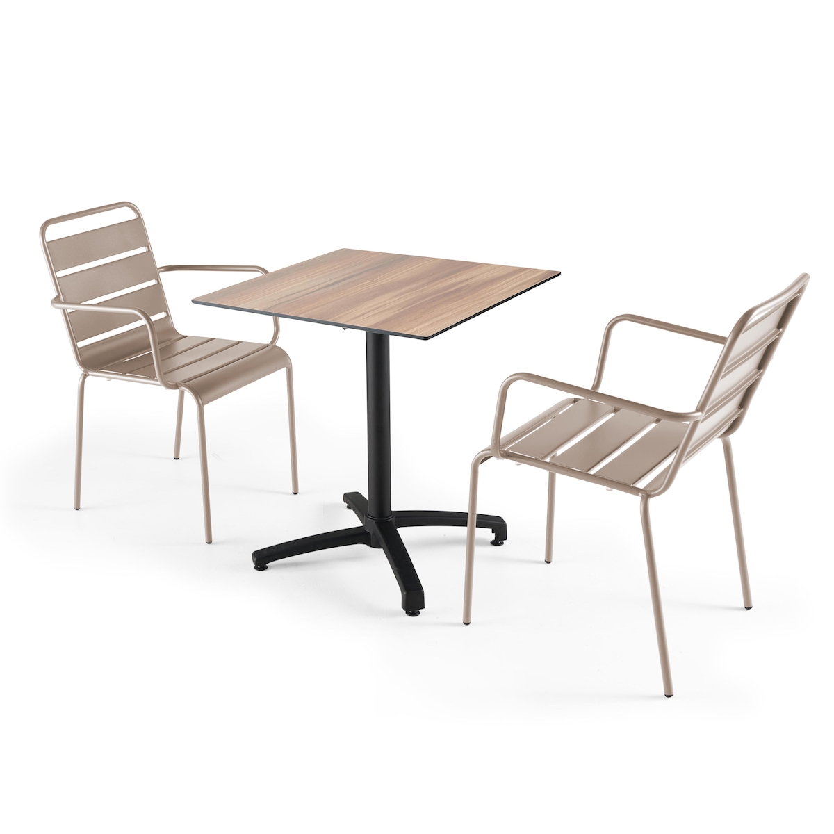 Oviala Business Gartentisch aus Laminat und 2 Sessel in Taupe - Oviala Image