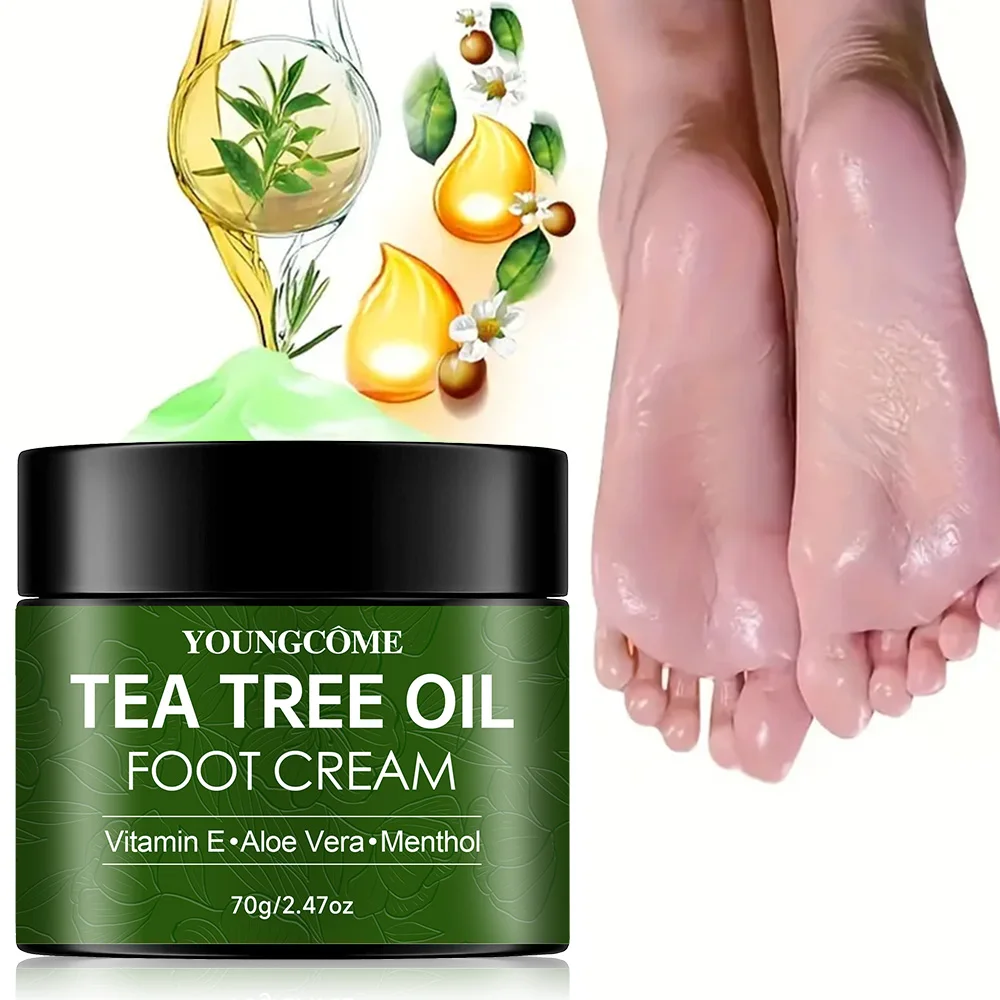 Teebaum-Fußcreme für trockene Fersen, Hautpflege, Peeling, entfernt abgestorbene Haut, macht die Haut weich, spendet Feuchtigkeit, glättet raue Haut, tägliche Fußpflege-Lotion Image