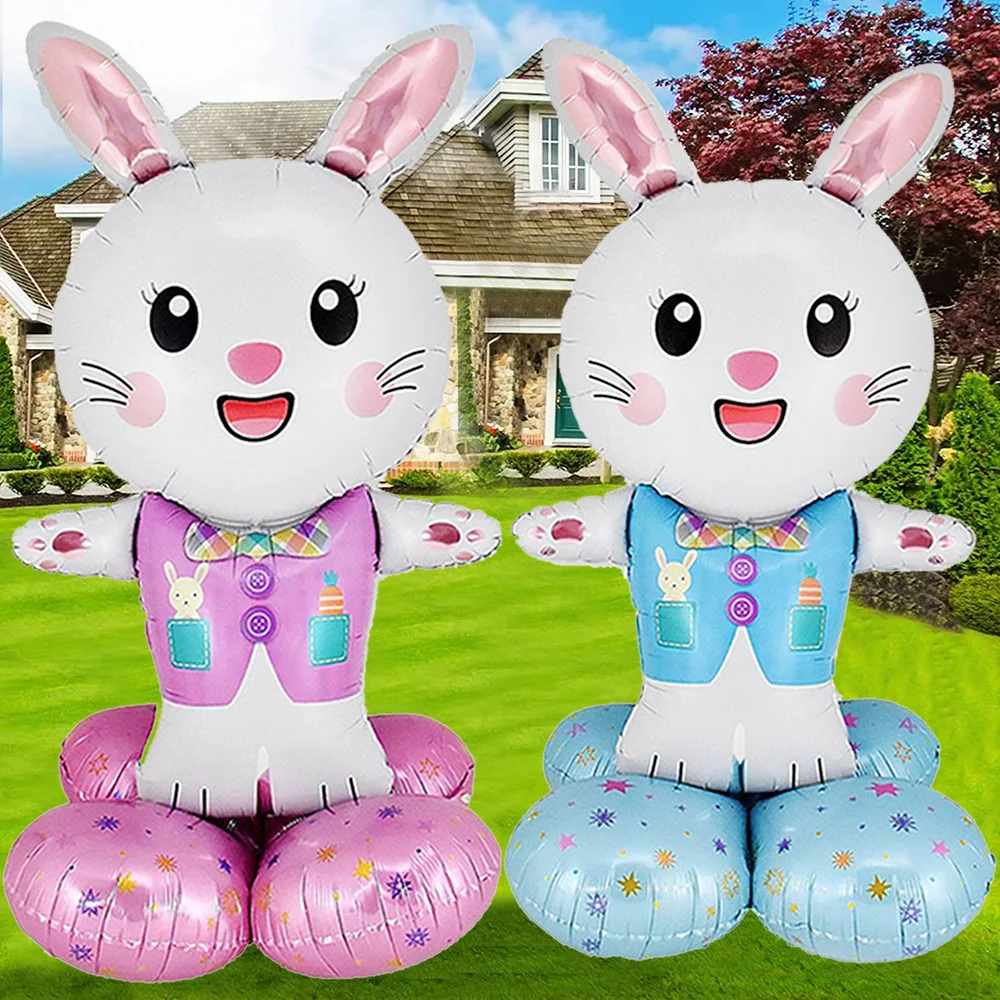 Ostern Folie aufblasbare Hase Ballon stehend Hase Ballon Kaninchen geformte Luftballons für Indoor Outdoor Hof Kinder Ostern Spielzeug Dekor Image