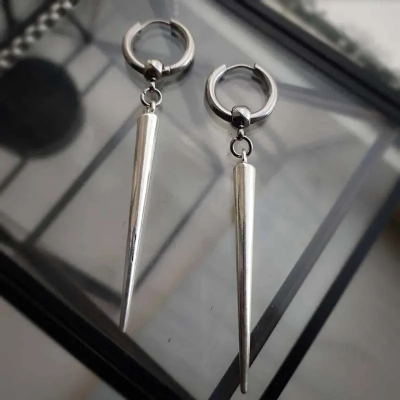 Punk Hip Hop Metall Spike Huggie Creolen Für Männer Frauen Vintage Gothic Silber Farbe Lange Quaste Niet Anhänger Ohrringe Jewel
