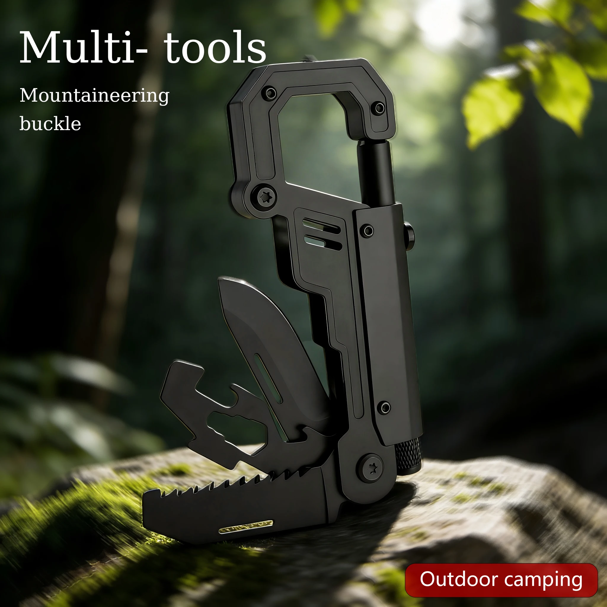 EDC Multifunktions-Kletterkarabiner, Outdoor-Multifunktions-Klappmesser, Outdoor-Überlebens-Campingmesser, taktischer Taschenkarabiner Image
