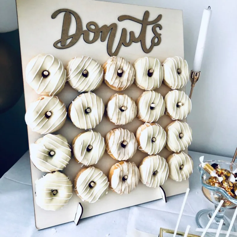 DIY Holz Donut Wand rustikale Hochzeit Dekoration Tisch Donut Party Dekor Baby Dusche Jahrestag Geburtstag Event Partybevorzugung
