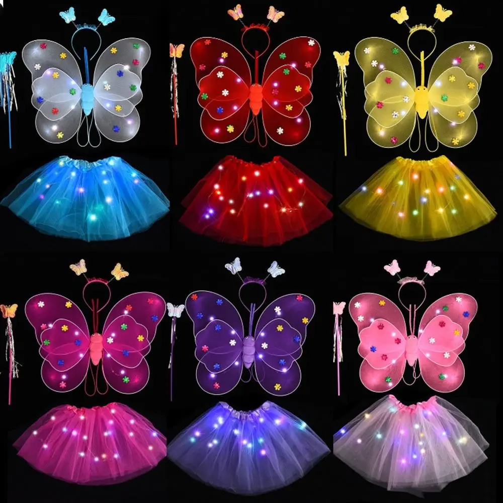 Leuchtende Flügel blinken Schmetterling Rock Lichter Anzug führte Kinder Kostüm Requisiten Mädchen Röcke Engel 2-8 Jahre Ostern Valentinstag Image