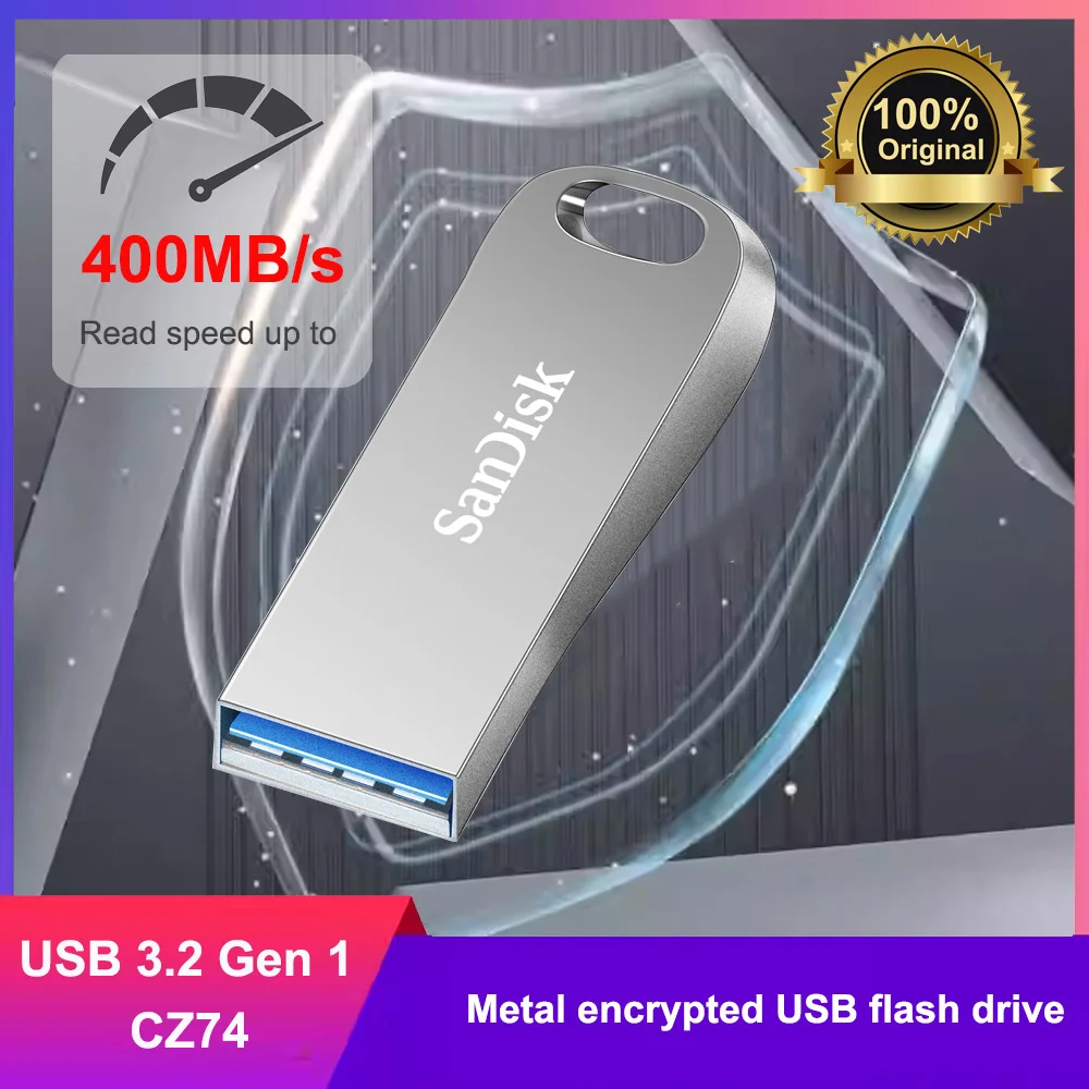 SanDisk 100% Original Echt USB 3.2 Ultra Luxe USB-Stick 32GB 64GB 128GB 256GB Speicherstick Full Metal Jacket Image