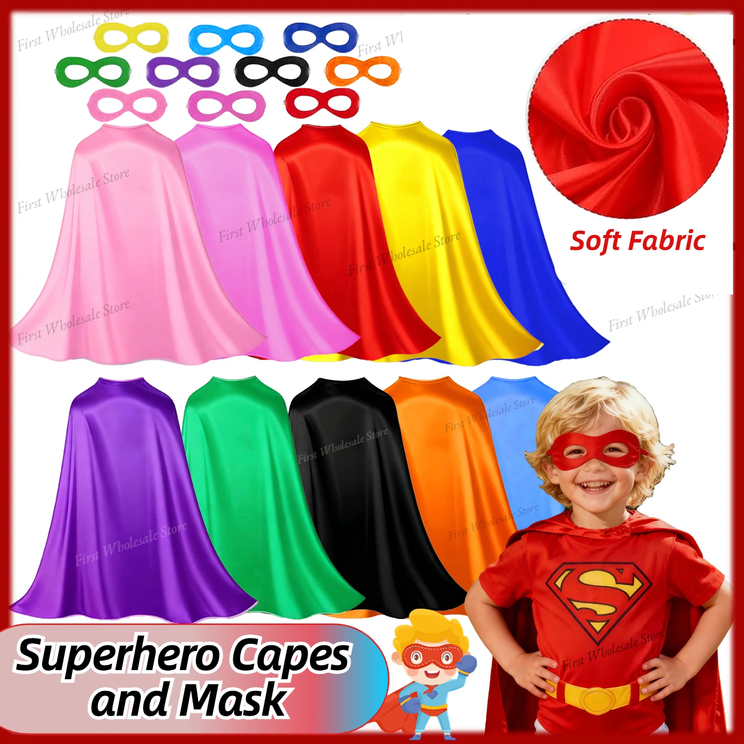 6–60 Stück Superhelden-Umhänge für Kindergeburtstagsgeschenke, Weihnachtsfeier, Gastgeschenke, Superhelden-Maske, Spinne, Cosplay, Kostüm, Foto-Requisiten, Großpackung Image