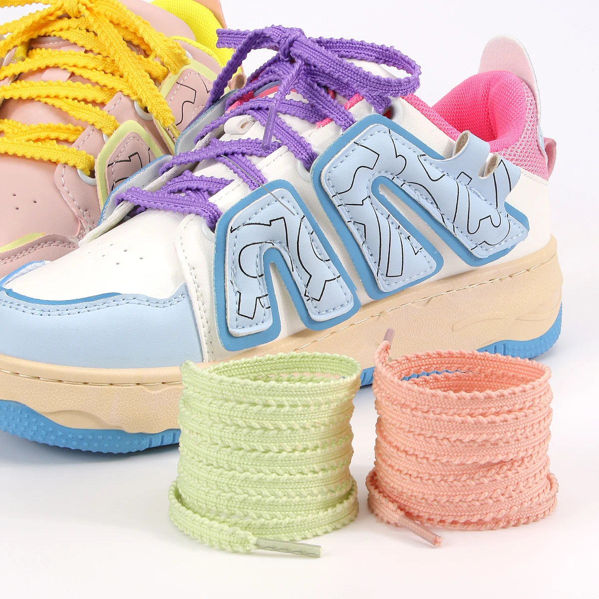 Neue lässige Turnschuhe Tennis flache Schnürsenkel Mode Seil Schnürsenkel für Schuhe ‌ ‌ Einfarbige, flache, gewebte Schnürsenkel, Schuhzubehör Image