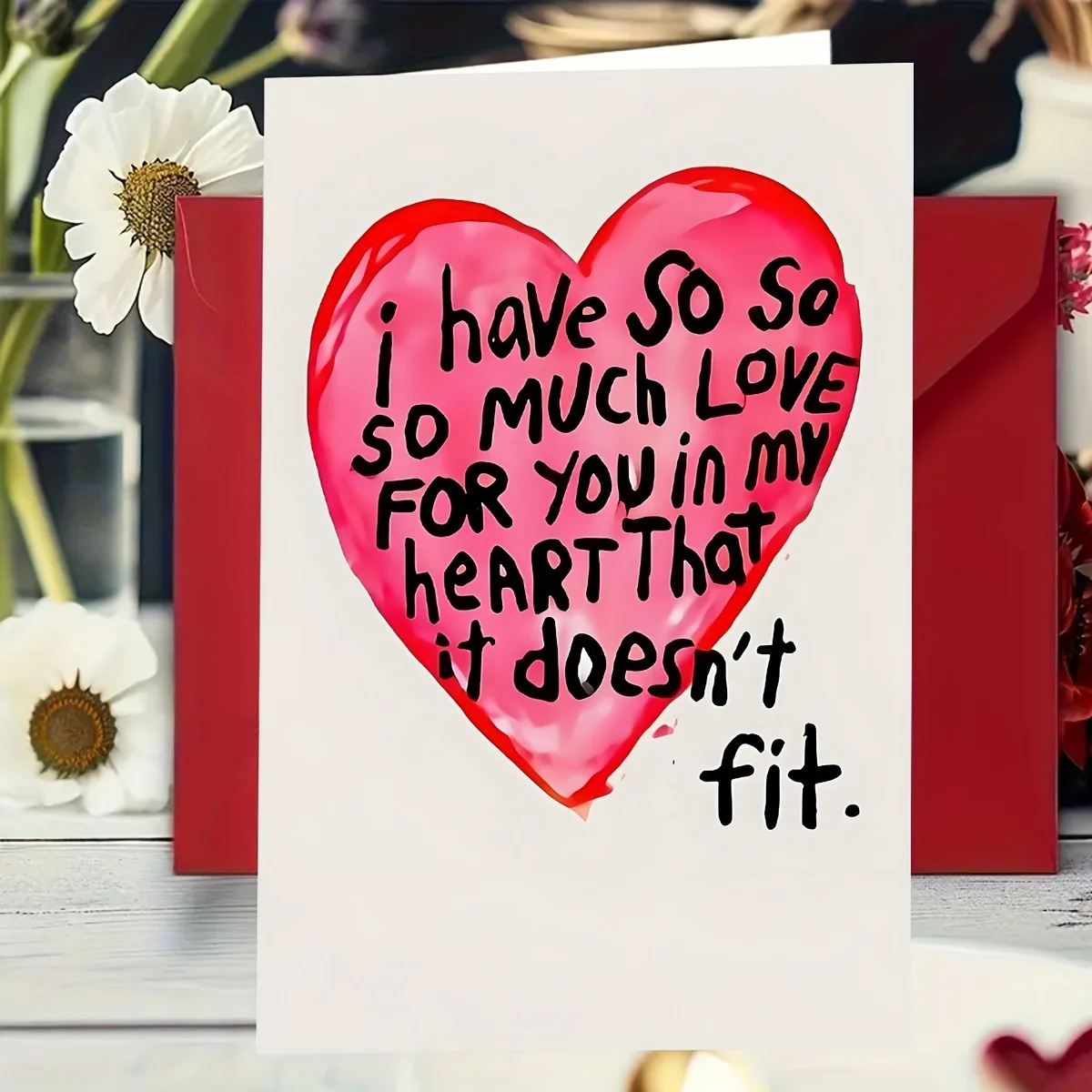 Heartfelt Love Jubiläumskarte – „Ich habe so sehr Liebe für dich“-Nachricht, für Paare und Partner, Expressiv-Design mit rotem Herz Image
