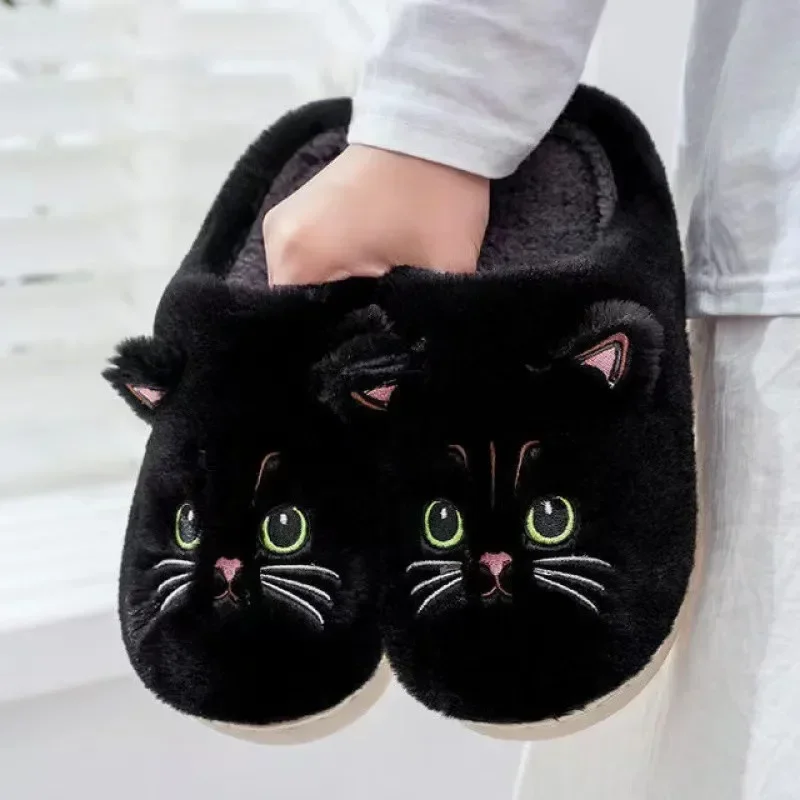 Nette Katze Hausschuhe Flauschigen Pelzigen Frauen Hause Plattform Hausschuhe Männer Winter Plüsch Rutschen Innen Fuzzy Hausschuhe Schöne Baumwolle Schuhe