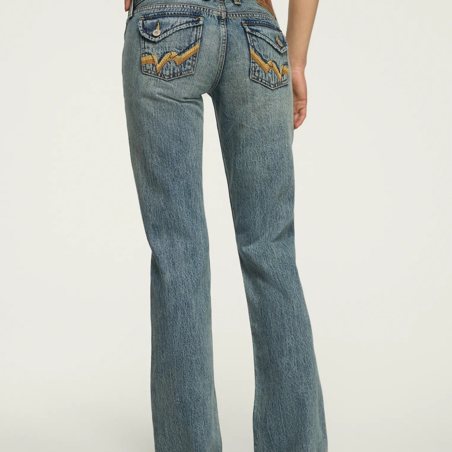 Lucky Brand Ultra Low Rise Lil Maggie Flare - Women's Pants Denim Flare Flared Jeans in Blog It Wash, Size 29 x 32