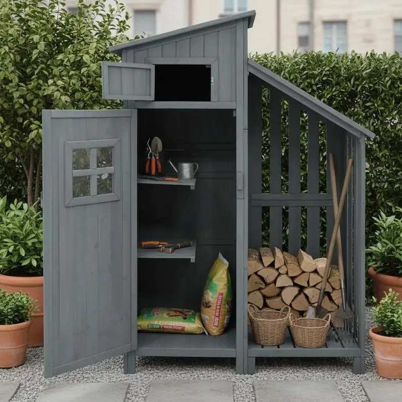 Abri de jardin/chalet 124x46x174cm ​ ​ Abri de jardin / remise. Construit en bois massif robuste, idéal pour ranger les outils agricoles dans une cour ou un jardin, ou comme abri de rangement