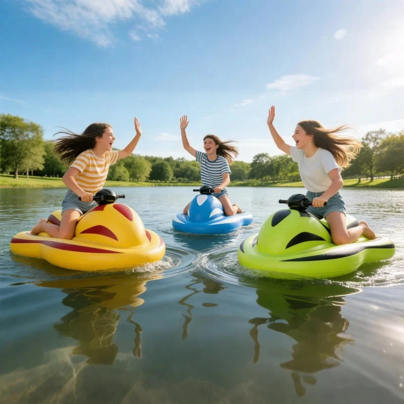Elektrischer aufblasbarer Jetski mit elektrischem Antrieb, sicheres Wasserspielzeug für Kinder und Erwachsene, aufblasbares Wasserfahrzeug für See- und Poolspaß Image