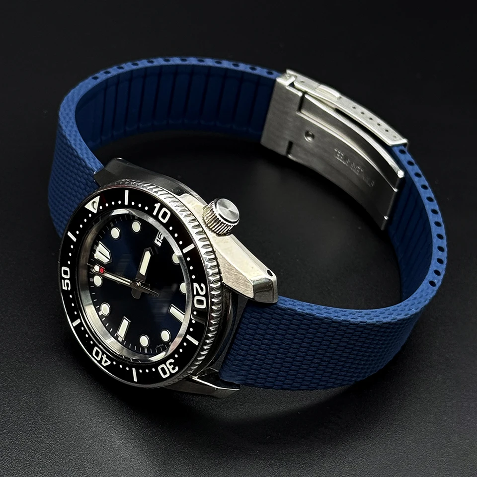 Luxuriöses gewebtes Nylon-Uhrenarmband mit Mustern, 18mm 19mm 20mm 21mm 22mm FKM-Gummi-Uhrenarmband, Schneidband für Seiko Tissot Image