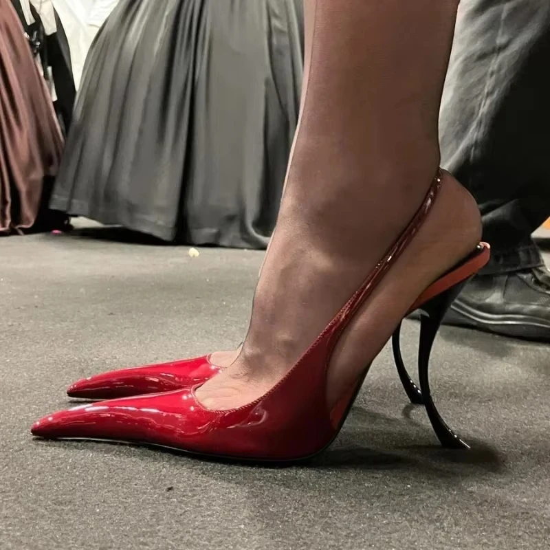 Modische Sexy Spitze High Heels Elegante Neue Gebogene Absatz-Party-Abendschuhe Luxusmarke Damensandalen Damenschuhe