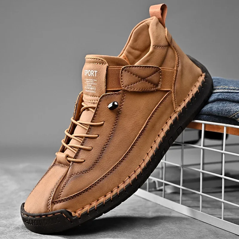 Leder Herrenschuhe Casual Slip On Loafers Atmungsaktive Lederschuhe Herren Wohnungen Mode 2025 Image
