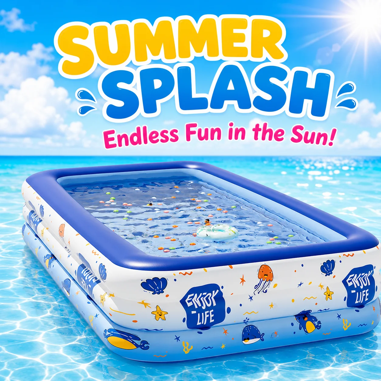1 Stück aufblasbarer Familienpool, großer aufblasbarer Pool für Erwachsene, für den Garten, den Außenbereich und Partys. Image