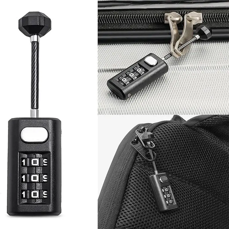 Mini serrure à code réinitialisable, serrure à code pour sac à dos, serrure à fermeture éclair, cadenas pour bagages, serrure pour armoire de dortoir, serrure à code à 3 chiffres