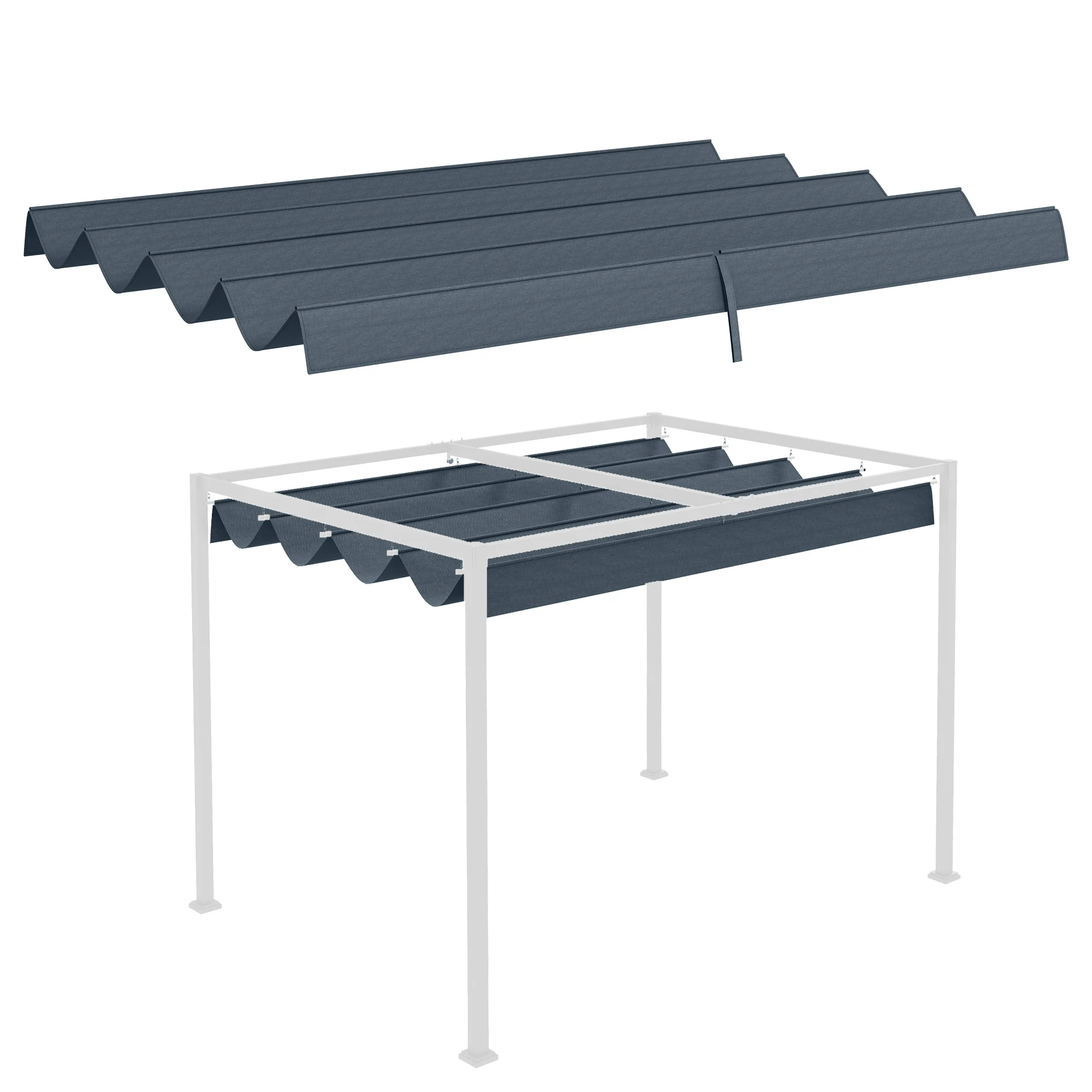 Dunkelgraue Pergola-Ersatzplane 3x2,5m, UV-Schutz Sonnenschutzabdeckung für 3x2,15m Rahmen, Outdoor-Terrassenpavillon-Dach