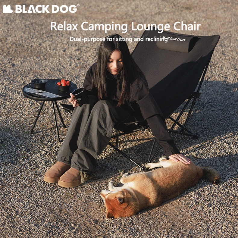 BLACKDOG Freizeit Klappsessel Outdoor Strand Nickerchen Tragbare Camping Klapp Camping Lounge Stuhl Mit Kissen Image