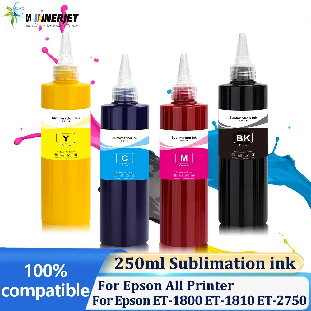 Encre de Sublimation Winnerjet 250ml pour toutes les imprimantes Epson XP-3155 WF-3800 WF-4800 SC-F100 F170 F570 ET-14000 ET-14100 ET-15000