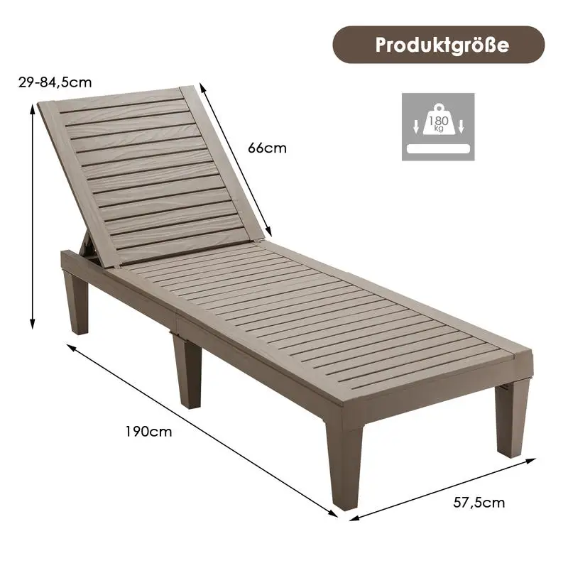 Set mit 2 Sonnenliegen mit verstellbarer Rückenlehne, wetterfeste Gartenliegen, Balkonliegen, Taupe Image