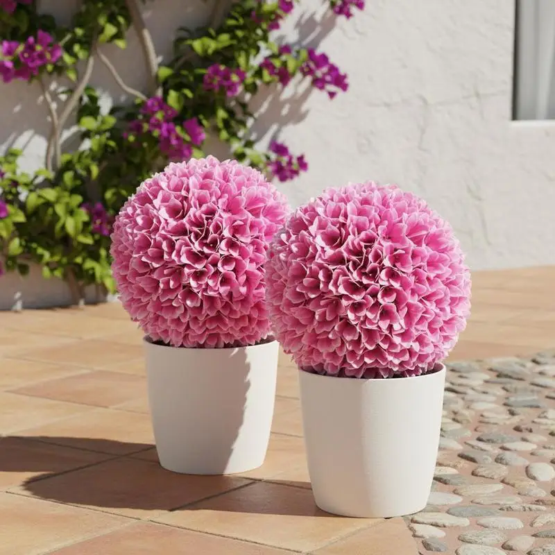 2 Stück 28 cm große künstliche Pflanzenkugeln – Rosa