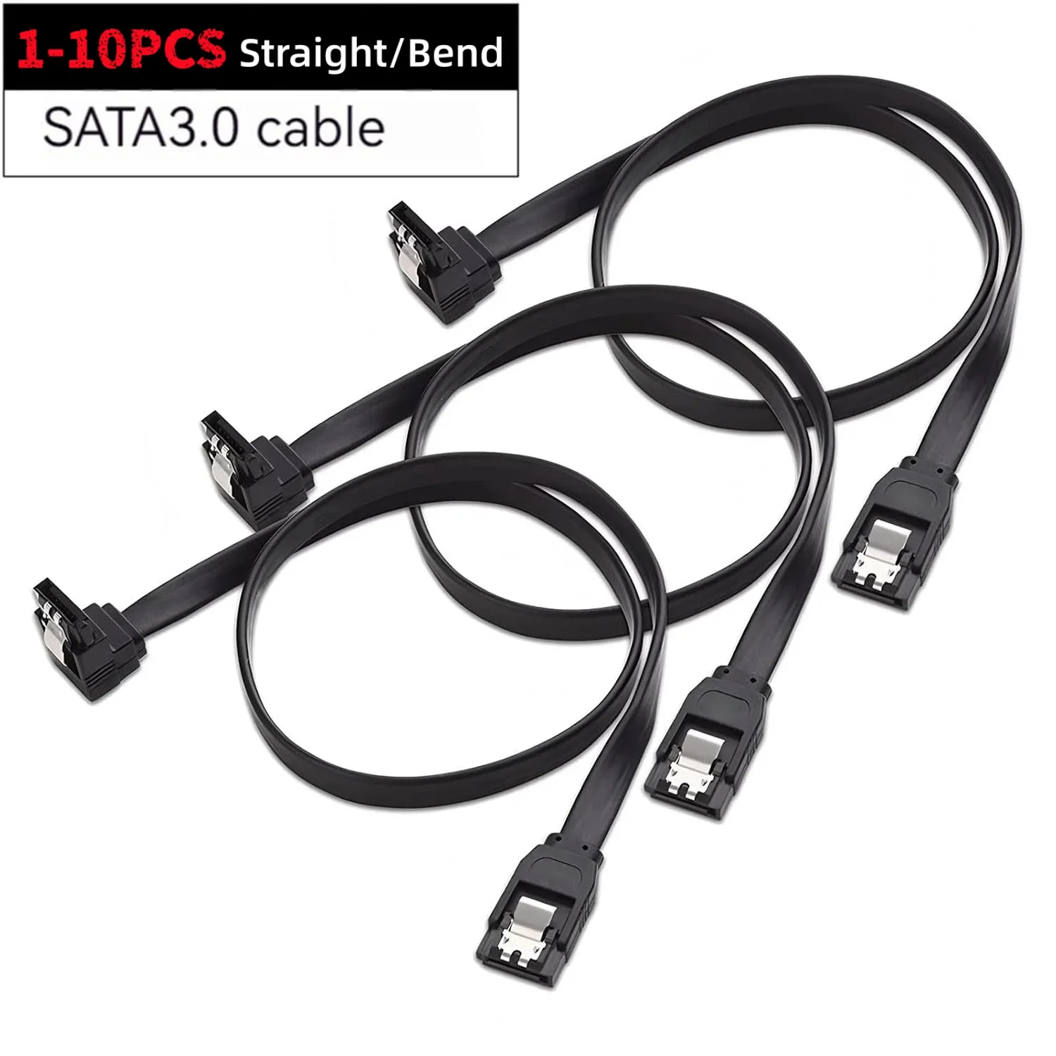 SATA III Kabel 6Gbps 50CM Gerades Gebogenes HDD SSD Datenkabel mit Verriegelungsvorrichtung für SATA HDD SSD CD-Laufwerk Desktop-PC Image