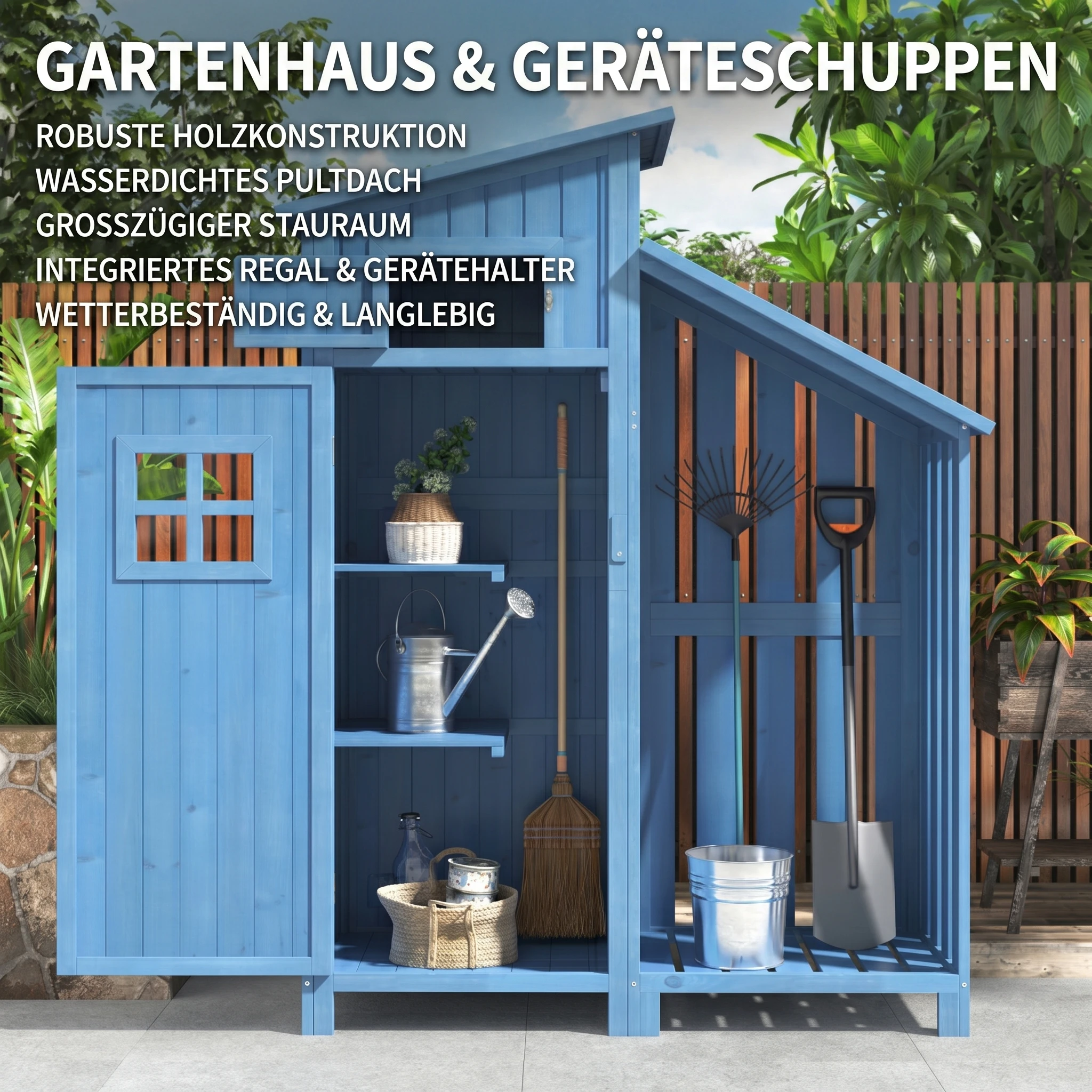 Abri à outils en bois 124x46x174 cm gris, armoire de jardin résistante aux intempéries avec toit en PVC, armoire étroite pour équipement de jardin, rangement pour outils et ustensiles de jardin -