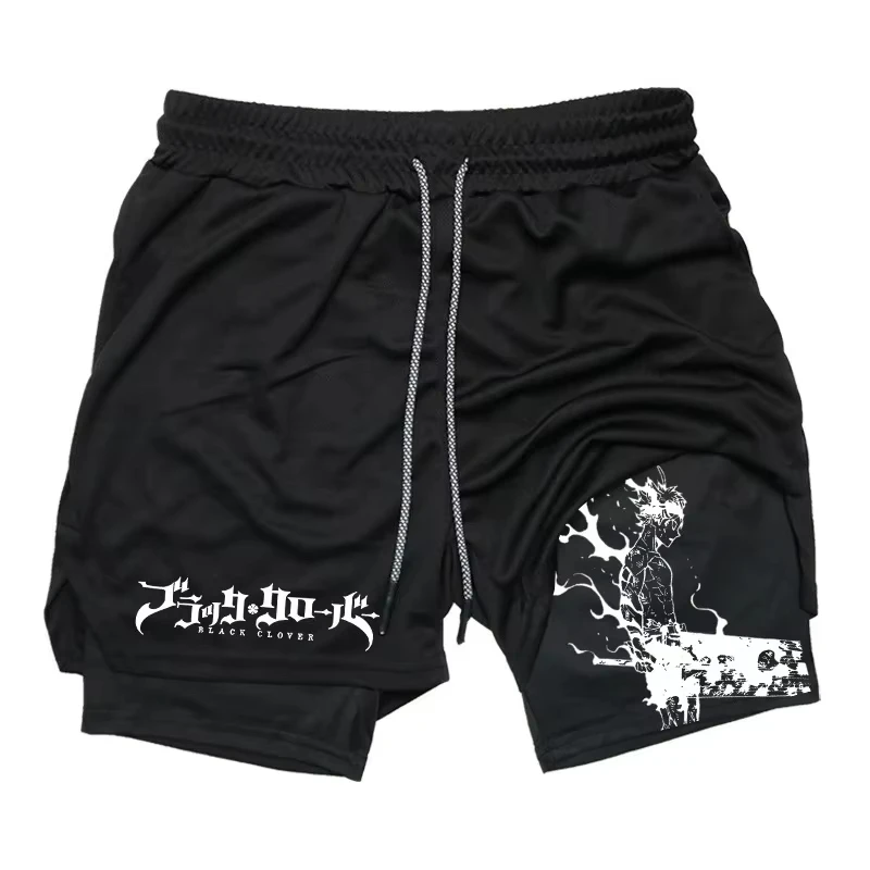 Kompressions-Sportshorts für Herren, locker sitzend, doppellagig, bequem, für Sport und Freizeit, multifunktional, für Fitness und Workout, Harajuku-Stil Image